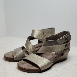 Rockport Cobb Hill Wide Strap Leather Cork Wedge Sandals